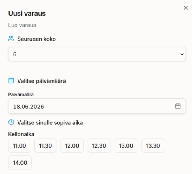 Uuden varauksen luominen
